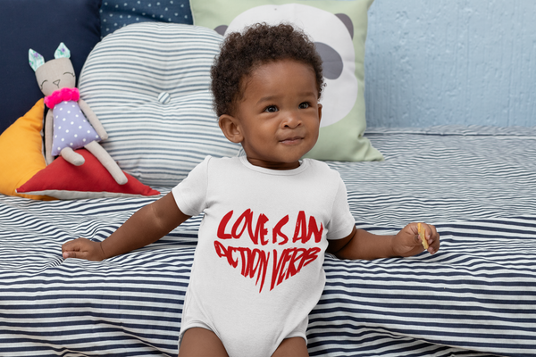 LOVE IS AN ACTION VERB (Onesie for Girls & Boys)